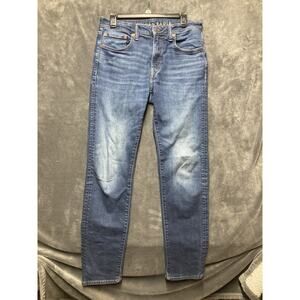 AE Airflex Slim Straight Jean Men 31x34 Distress Med Wash Americana Street Wear